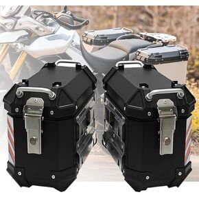 Motorbike Side Luggage Boxes, 16L+16L Hard Motorcycle Saddlebags with Mounting Kit, Aluminum Motorbike Saddletrunk Box, Scooter Universal Storage Trunk, for Travel Luggage,Black, Large in Saudi Arabia