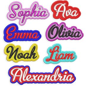Custom Embroidered Name Patch – Iron-On or Sew-On Personalized Tag for Backpacks, School, Dog Collars & Uniforms – 2.5" to 10.5" Wide, Multiple Colors Available in Saudi Arabia