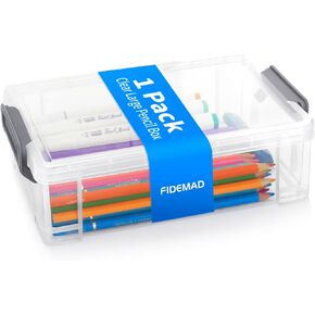 Clear Plastic Pencil Box - Extra Large Stackable with Secure Lid, Hard Storage Organizer Box for Crayons, Markers, Pens, Classroom & Office (Grey) in Kuwait