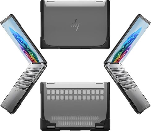 Protective Case for 14" HP Envy X360 2-in-1 2K Touch-Screen,2024 Release,Attached Laptop Keyboard Riser Stand,Matte Translucent TPU Edges | Scratch-Resistant Shockproof Durable Case (Black) in Saudi Arabia
