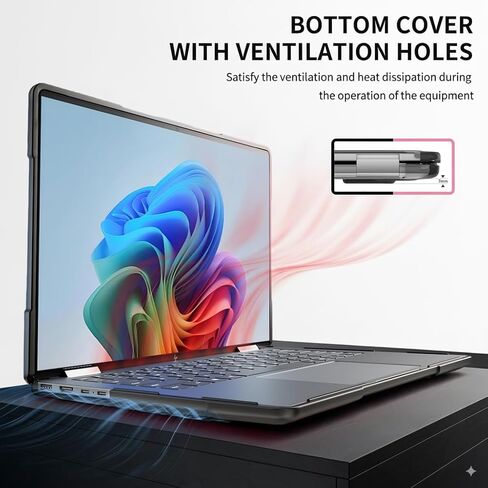 Protective Case for 14" HP Envy X360 2-in-1 2K Touch-Screen,2024 Release,Attached Laptop Keyboard Riser Stand,Matte Translucent TPU Edges | Scratch-Resistant Shockproof Durable Case (Black) in Saudi Arabia