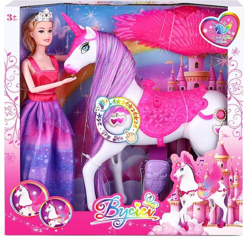 Baljinder Magic Unicorn & Princess Doll, Light-Up Unicorn Toys for Girls 3-6, Christmas Birthday Gifts for Kids Girls Aged 3 4 5 6 7 8 in Saudi Arabia