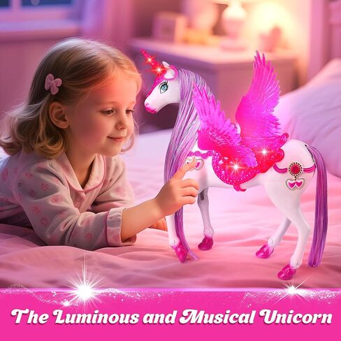 Baljinder Magic Unicorn & Princess Doll, Light-Up Unicorn Toys for Girls 3-6, Christmas Birthday Gifts for Kids Girls Aged 3 4 5 6 7 8 in Saudi Arabia