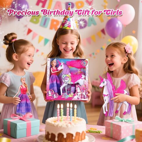 Baljinder Magic Unicorn & Princess Doll, Light-Up Unicorn Toys for Girls 3-6, Christmas Birthday Gifts for Kids Girls Aged 3 4 5 6 7 8 in Saudi Arabia