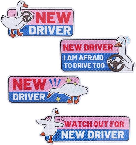 4pcs Silly Goose New Driver Magnet, Waterproof Decal Cute Goose Patch Student Driver Sticker Magnet for Car Bumper Safety Magnetic Sign in Saudi Arabia