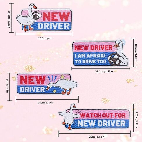 4pcs Silly Goose New Driver Magnet, Waterproof Decal Cute Goose Patch Student Driver Sticker Magnet for Car Bumper Safety Magnetic Sign in Saudi Arabia