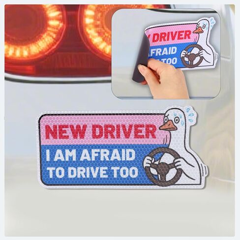 4pcs Silly Goose New Driver Magnet, Waterproof Decal Cute Goose Patch Student Driver Sticker Magnet for Car Bumper Safety Magnetic Sign in Saudi Arabia