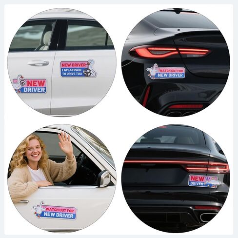 4pcs Silly Goose New Driver Magnet, Waterproof Decal Cute Goose Patch Student Driver Sticker Magnet for Car Bumper Safety Magnetic Sign in Saudi Arabia
