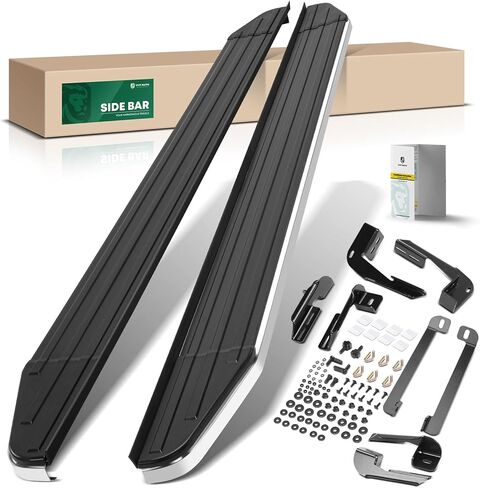 YHTAUTO 5.5" خطوات جانبية لألواح الجري متوافقة مع Toyota Sienna 2005-2010، مسحوق ألومنيوم أسود، مع شريط مطاطي طويل، قضبان جانبية للكابينة ملحقات خارجية للطرق الوعرة، مجموعة من 2 in Kuwait
