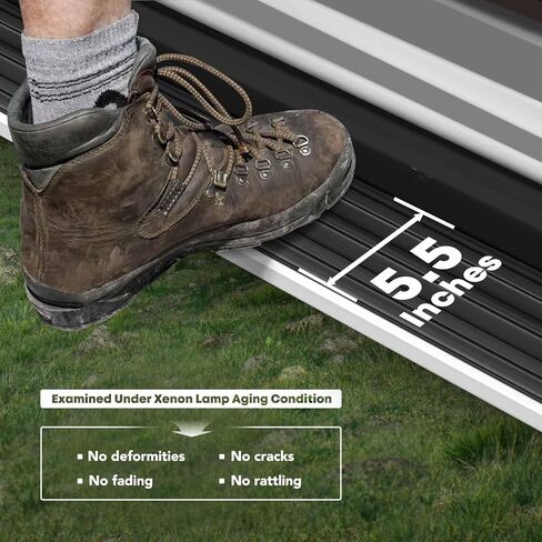 YHTAUTO 5.5" خطوات جانبية لألواح الجري متوافقة مع Toyota Sienna 2005-2010، مسحوق ألومنيوم أسود، مع شريط مطاطي طويل، قضبان جانبية للكابينة ملحقات خارجية للطرق الوعرة، مجموعة من 2 in Kuwait