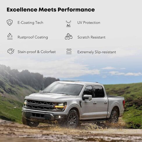 YHTAUTO 5.5" خطوات جانبية لألواح الجري متوافقة مع Toyota Sienna 2005-2010، مسحوق ألومنيوم أسود، مع شريط مطاطي طويل، قضبان جانبية للكابينة ملحقات خارجية للطرق الوعرة، مجموعة من 2 in Kuwait