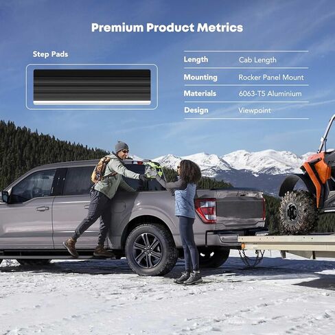 YHTAUTO 5.5" خطوات جانبية لألواح الجري متوافقة مع Toyota Sienna 2005-2010، مسحوق ألومنيوم أسود، مع شريط مطاطي طويل، قضبان جانبية للكابينة ملحقات خارجية للطرق الوعرة، مجموعة من 2 in Kuwait