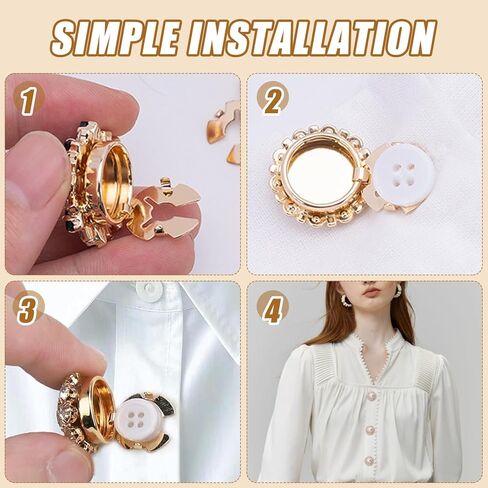 20MM Rhinestone Button Covers – 5 Sets for Blouses & Tuxedos, 12 Extra Sewing Buttons, Sparkling Dress Shirt &Blouses Upgrade (Ideal for DIY & Gifts) (Pearl) in Saudi Arabia