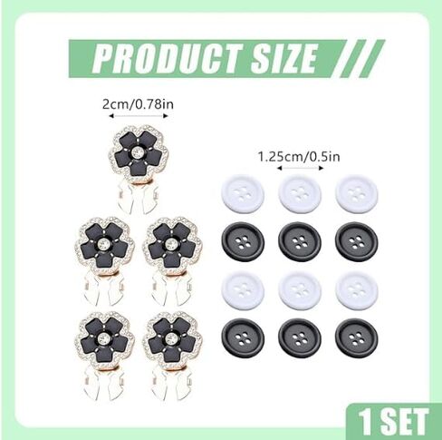 20MM Rhinestone Button Covers – 5 Sets for Blouses & Tuxedos, 12 Extra Sewing Buttons, Sparkling Dress Shirt &Blouses Upgrade (Ideal for DIY & Gifts) (Pearl) in Saudi Arabia