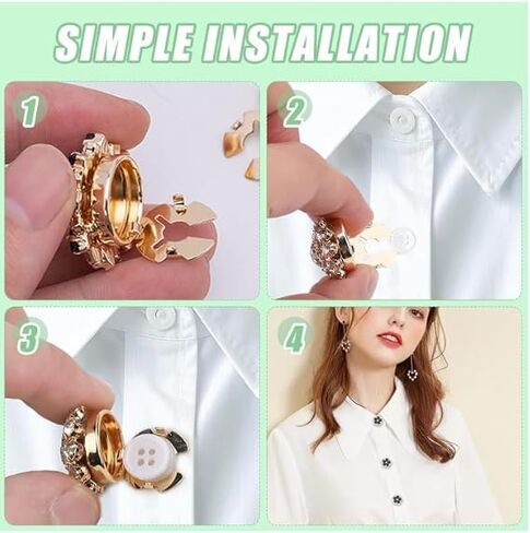 20MM Rhinestone Button Covers – 5 Sets for Blouses & Tuxedos, 12 Extra Sewing Buttons, Sparkling Dress Shirt &Blouses Upgrade (Ideal for DIY & Gifts) (Pearl) in Saudi Arabia