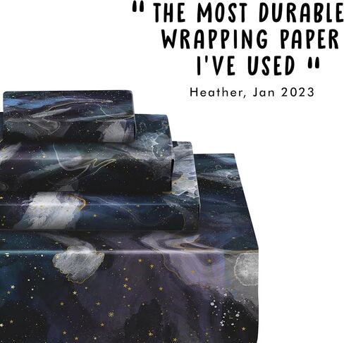 CENTRAL 23 Space Wrapping Paper - Space Stars Galaxy Constellation - 6 Sheets Blue Gift Wrap - For Birthday Christmas Holiday - Comes With Fun Stickers in Kuwait