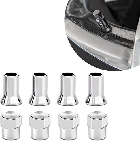 10 PCS Tire Valve Caps, Valve Stem Covers, Chrome Plated Wheel Stem Sleeve and Cap Dress Up Kit, Universal Car Accessories TR414AC Leakproof Tire Air Sleeve Covers Fit for Vehicles (TR413AC) in Kuwait