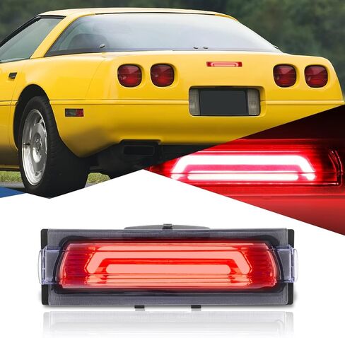 Auto Dynasty Full LED High Mount Centre 3rd Third Tail Brake Light Stop Lamp Compatible with Chevy Corvette C4 4th Gen 1991-1996, Black Housing Smoked Lens in Saudi Arabia