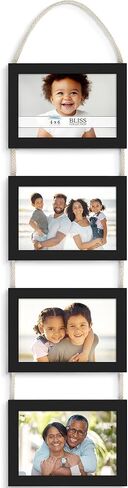 Icona Bay 4x6 Wall Hanging Picture Frames Collage w/ 4 Openings (Rustic Brown), Casual Style Wood Composite Frames, Wall Mount Only, Bliss Collection in Saudi Arabia