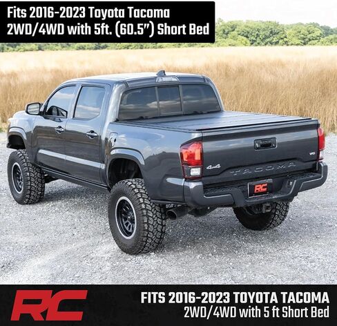 غطاء سرير شاحنة قابل للطي من Rough Country، أغطية تونيو للشاحنة الصلبة لسيارة Toyota Tacoma (2016-2023) - غطاء سرير Toyota Tacoma مقاس 5 بوصات، غطاء سرير Tacoma - 49420500 in Saudi Arabia