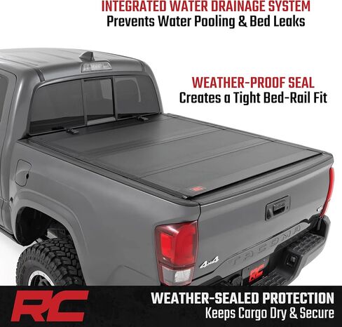 غطاء سرير شاحنة قابل للطي من Rough Country، أغطية تونيو للشاحنة الصلبة لسيارة Toyota Tacoma (2016-2023) - غطاء سرير Toyota Tacoma مقاس 5 بوصات، غطاء سرير Tacoma - 49420500 in Saudi Arabia