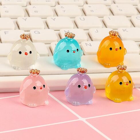 Luminous Crown Chicken Car Dashboard Decoration, Mini Cute Animal Auto Rearview Mirror Ornament, Glow in The Dark Funny Vehicle Interior Accessories for Cars Home Office (Chicken) in Saudi Arabia