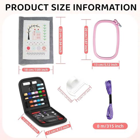 كتاب خياطة KANBO DIY مع مجموعة الخياطة، كتاب الخياطة اليدوية كتب غرز التطريز المحمولة، 16 صفحة كتب تطريز للغرز للمتحمسين والمبتدئين البالغين (106 غرز رائعة) in Kuwait