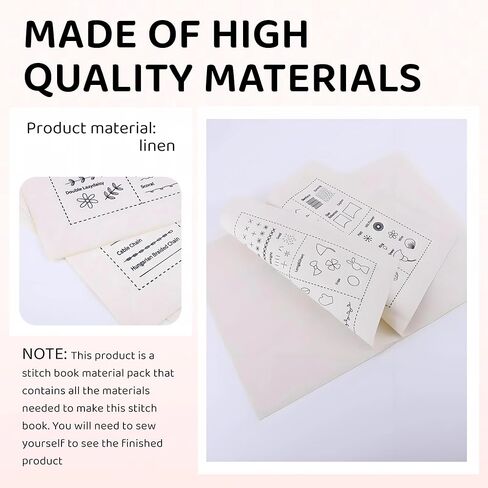 كتاب خياطة KANBO DIY مع مجموعة الخياطة، كتاب الخياطة اليدوية كتب غرز التطريز المحمولة، 16 صفحة كتب تطريز للغرز للمتحمسين والمبتدئين البالغين (106 غرز رائعة) in Kuwait