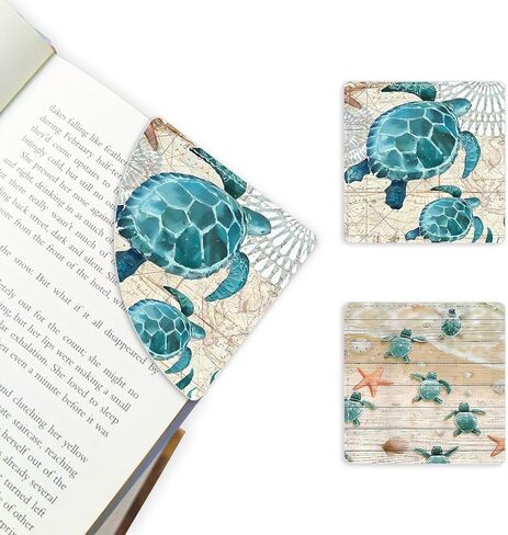 2 Pack Sea Turtle Leather Book Corner Bookmark, Durable Handmade Reading Accessories - Gifts for Readers, Women, Men, Teachers, Students in Saudi Arabia