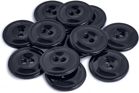2 Hole Uniform Buttons Industrial Strength Rugged Heavy Duty 19mm 30L for Factory Manufacturing Automotive Chef Kitchen Coveralls, Heat Resistant Non Porous Melamine Size 0.75 Inch, Black, 12pc in Saudi Arabia