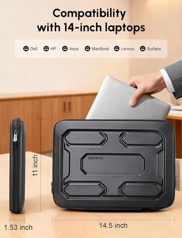 DOMISO 14 inch Laptop Sleeve Shoulder Bag Shockproof Waterproof Computer Bag EVA Protective Carrying Case Handbag for 14" ThinkPad E480/Yoga 920/13.5" Microsoft Surface Book/HP Pavilion 14 Stream 14 in Kuwait
