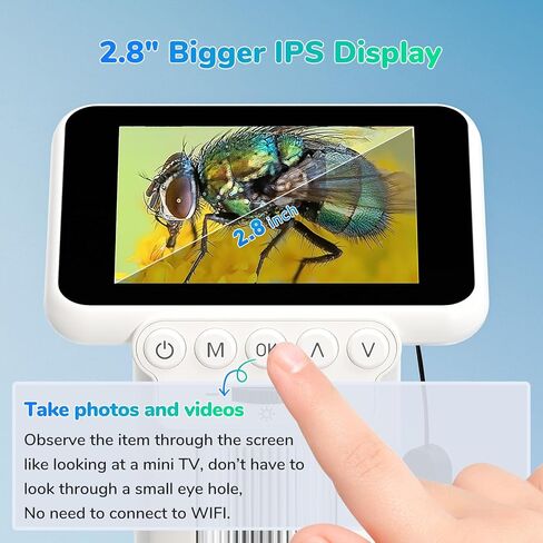 LM013 Microscope for Kids Adults, 2.8" Portable Handheld Microscope with LCD Screen, Pocket Microscope Kit for Kids 8-12, USB Coin Magnifier Microscope for Adults, 8 LED, Microscope Slides in Saudi Arabia