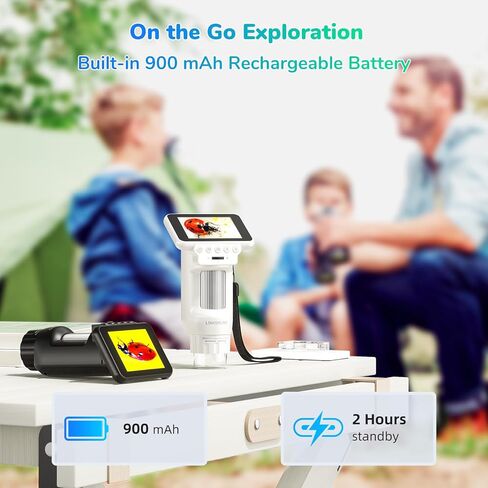 LM013 Microscope for Kids Adults, 2.8" Portable Handheld Microscope with LCD Screen, Pocket Microscope Kit for Kids 8-12, USB Coin Magnifier Microscope for Adults, 8 LED, Microscope Slides in Saudi Arabia