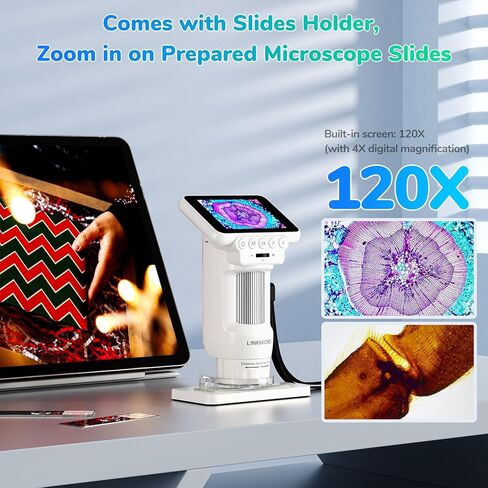 LM013 Microscope for Kids Adults, 2.8" Portable Handheld Microscope with LCD Screen, Pocket Microscope Kit for Kids 8-12, USB Coin Magnifier Microscope for Adults, 8 LED, Microscope Slides in Saudi Arabia