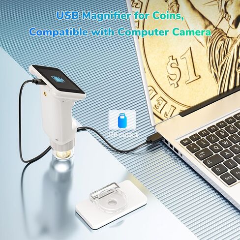 LM013 Microscope for Kids Adults, 2.8" Portable Handheld Microscope with LCD Screen, Pocket Microscope Kit for Kids 8-12, USB Coin Magnifier Microscope for Adults, 8 LED, Microscope Slides in Saudi Arabia