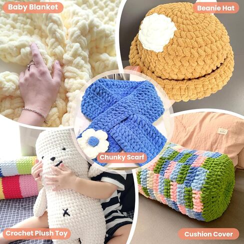 Super Bulky Chenille Yarn – 6 Pack of 100g (Total 600g) - CYC #6 Super Bulky 5mm Thick – Extra Soft Plush Chunky Yarn for Crocheting – Matte Chenille for Baby Blankets, Toys & Hats(Red) in Kuwait