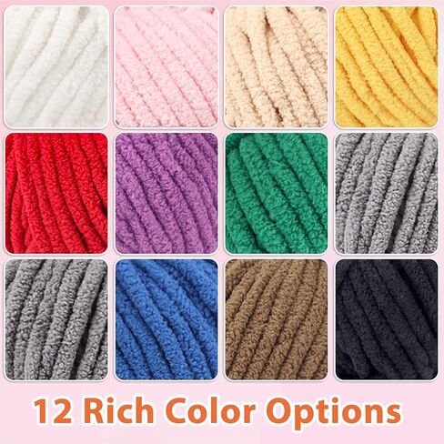 Super Bulky Chenille Yarn – 6 Pack of 100g (Total 600g) - CYC #6 Super Bulky 5mm Thick – Extra Soft Plush Chunky Yarn for Crocheting – Matte Chenille for Baby Blankets, Toys & Hats(Red) in Kuwait