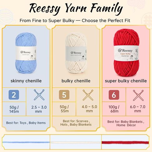 Super Bulky Chenille Yarn – 6 Pack of 100g (Total 600g) - CYC #6 Super Bulky 5mm Thick – Extra Soft Plush Chunky Yarn for Crocheting – Matte Chenille for Baby Blankets, Toys & Hats(Red) in Kuwait