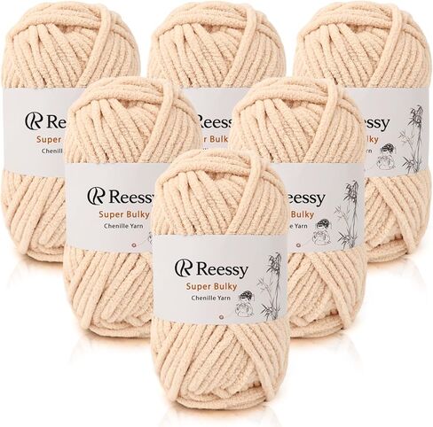 Super Bulky Chenille Yarn – 6 Pack of 100g (Total 600g) - CYC #6 Super Bulky 5mm Thick – Extra Soft Plush Chunky Yarn for Crocheting – Matte Chenille for Baby Blankets, Toys & Hats(Red) in Kuwait