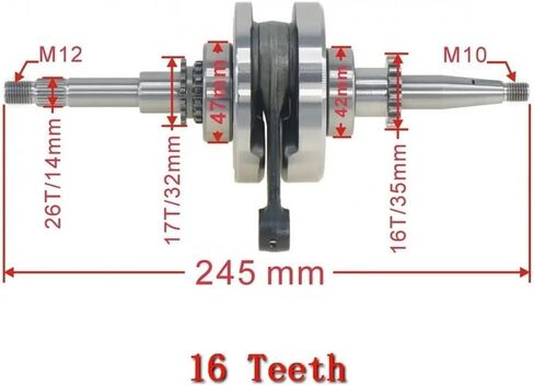 Crankshaft Assy 16T 22T Fit for GY6 50cc 4 Stroke Scooter Moped 1P39QMB Engine GY50-4013 Spare Parts(MIGY50-4013-16T) in Saudi Arabia