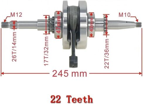 Crankshaft Assy 16T 22T Fit for GY6 50cc 4 Stroke Scooter Moped 1P39QMB Engine GY50-4013 Spare Parts(MIGY50-4013-16T) in Saudi Arabia