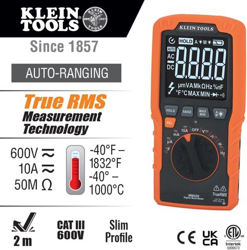 Klein Tools ET270 Auto-Ranging Digital Multi-Tester, AC/DC, Resistance, Continuity, GFCI Receptacle Tester with Test Leads and Receptacle Cord in Kuwait