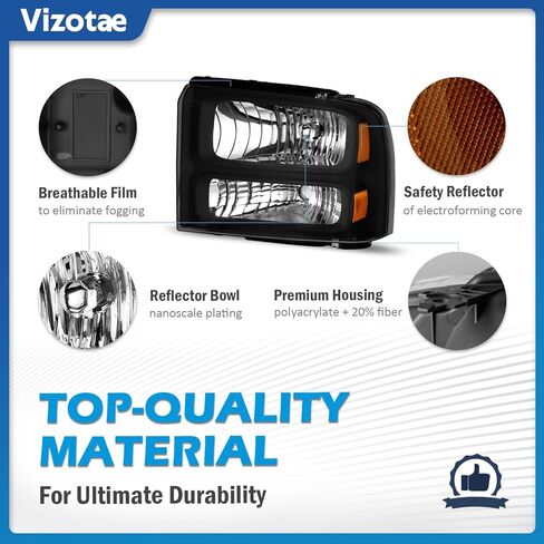 Headlights Assembly for 2005-2007 Ford F250 F350 F450 F550 Super Duty Headlamp Replacement, High/Low Beam W/Bulbs, Driver&Passenger Side in Saudi Arabia