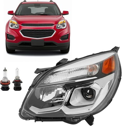 HECASA Pair Projector Headlights Compatible with 2016-2017 Chevy Chevrolet Equinox Headlamp w/Amber Corner Signal Light Lamp Clear Lens Chrome Housing Replacement for GM2502424 GM2503424 in Saudi Arabia