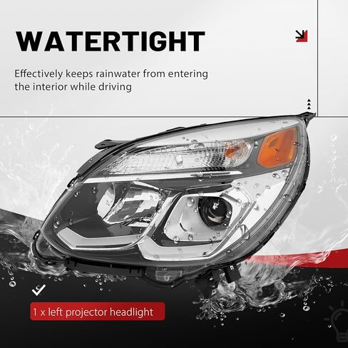 HECASA Pair Projector Headlights Compatible with 2016-2017 Chevy Chevrolet Equinox Headlamp w/Amber Corner Signal Light Lamp Clear Lens Chrome Housing Replacement for GM2502424 GM2503424 in Saudi Arabia
