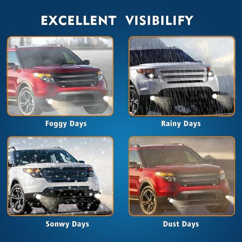 Professional Fog Light Assembly, Clear Waterproof Front Lights Fit Compatible with 2013 2014 2015 Ford Explorer H11 12V 55W Bulbs DOT Approved in Saudi Arabia