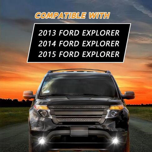 Professional Fog Light Assembly, Clear Waterproof Front Lights Fit Compatible with 2013 2014 2015 Ford Explorer H11 12V 55W Bulbs DOT Approved in Saudi Arabia