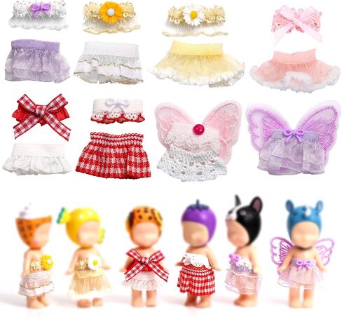 8 Sets 3 Inch Collector Clothes with Tops & Skirts Doll Accessories for Decoration and Display (Pink, Purple, Yellow, Red) in Saudi Arabia
