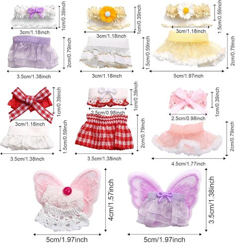 8 Sets 3 Inch Collector Clothes with Tops & Skirts Doll Accessories for Decoration and Display (Pink, Purple, Yellow, Red) in Saudi Arabia