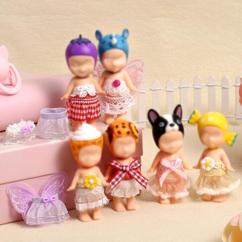 8 Sets 3 Inch Collector Clothes with Tops & Skirts Doll Accessories for Decoration and Display (Pink, Purple, Yellow, Red) in Saudi Arabia
